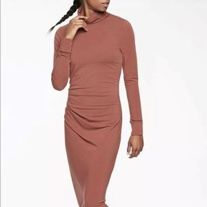 Athleta Industry Turtleneck Dress in Brick Heather
